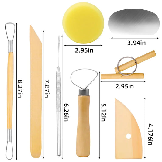 8Pcs Set DIY Art Ceramic Pottery Clay Sculpting Tools Kit