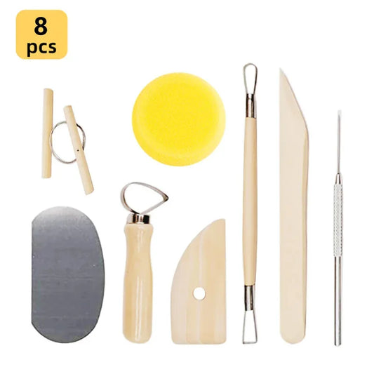 8Pcs Set DIY Art Ceramic Pottery Clay Sculpting Tools Kit