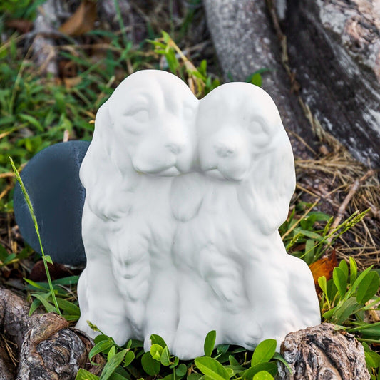 Cocker Spaniels Couple Dog 5" Ceramic Bisque Ready To Paint Pottery