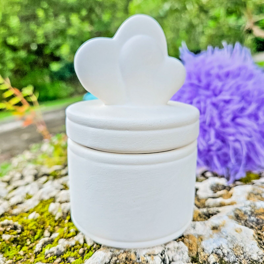 Cute Heart Jewelry Box 4.75" Valentines IN STOCK Ceramic Bisque Ready To Paint