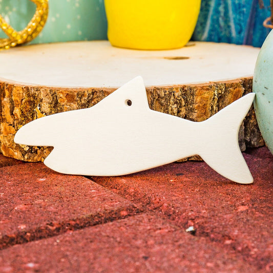 Shark Christmas Tree Ornament 5" Ceramic Bisque