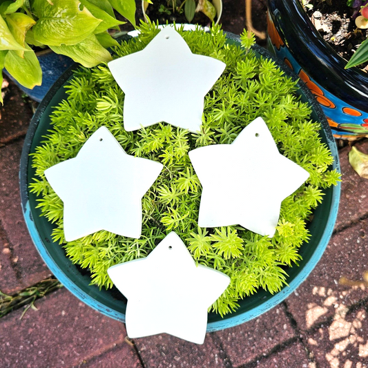 Four (4) Star Tile Ornaments 4" Ceramic Bisque Ready To Paint Pottery