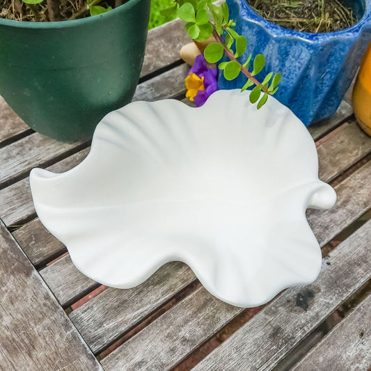 Leafy Bowl Ashtray 9" Ceramic Bisque Ready To Paint Pottery