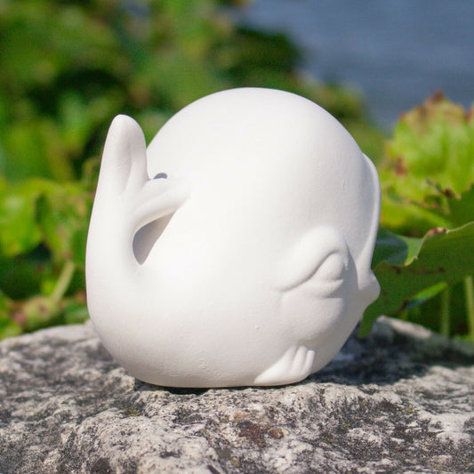 Cute Big Mouth Whale 3.5" Ceramic Bisque Ready To Paint Pottery