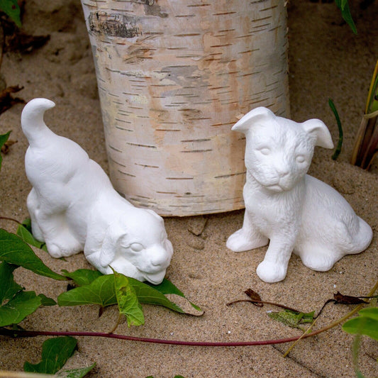 Cute Labrador Dog Set 4x3  Ceramic Bisque Ready To Paint Pottery