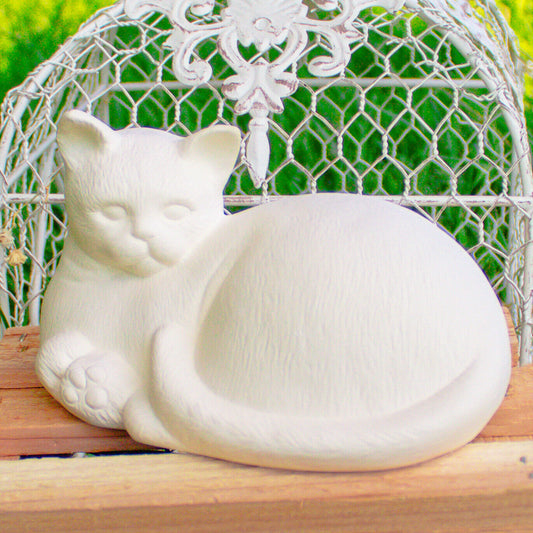 Kitty Cat Realistic 6x4 Ceramic Bisque Ready To Paint Pottery
