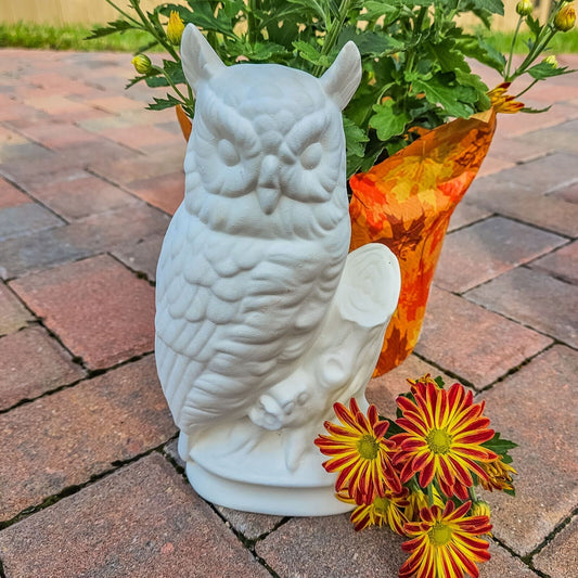 Perched Owl Pose 7" Ceramic Bisque Ready To Paint Pottery
