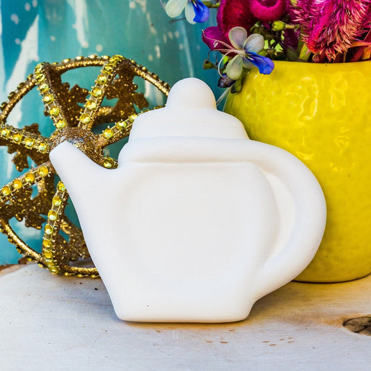 Tea Kettle Spoon Rest / Add On 4" Ceramic Bisque Ready To Paint Pottery