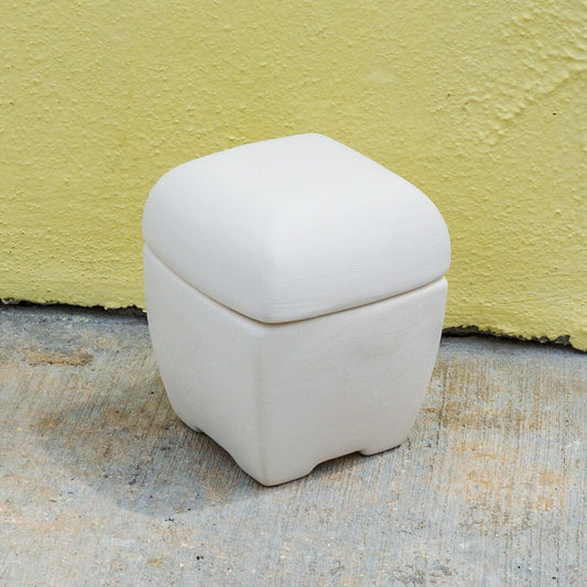 Square Jewelry Trinkets Box 3.2" Ceramic Bisque Ready To Paint Pottery