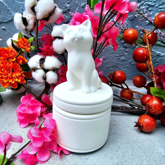 Cat Box 5.6" Ceramic Bisque Ready To Paint Pottery