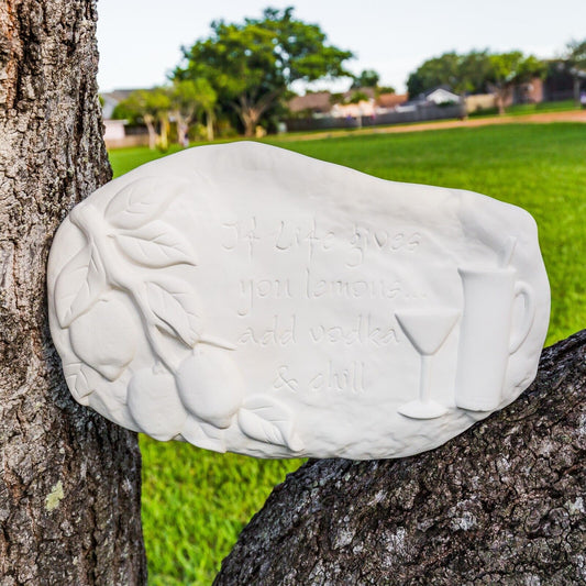 Garden Lawn Rock Vodka Plaque 10" Ceramic Bisque Ready To Paint Pottery