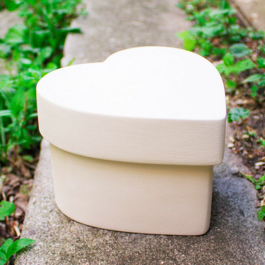Smooth Heart Box 5x5 Valentines Ceramic Bisque Ready To Paint Pottery