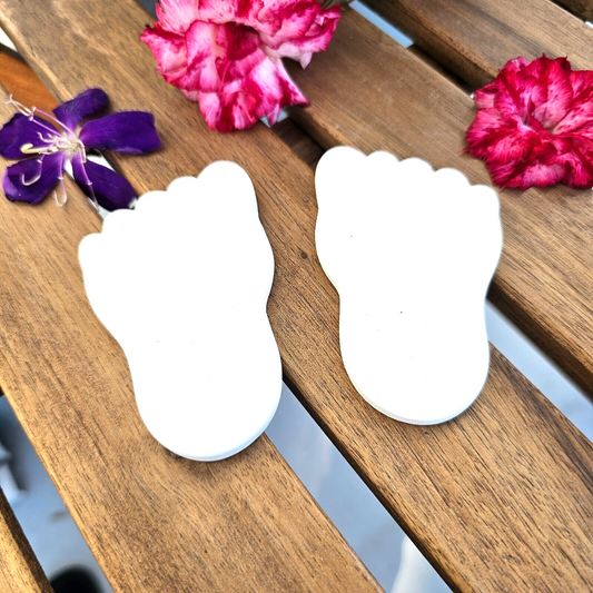 Pair of Feet Tiles 3.4" Ceramic Bisque Ready To Paint Pottery