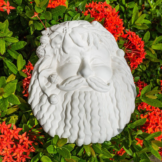 Braided Beard Jingle Santa Mask 8.5" Ceramic Bisque Ready To Paint Pottery