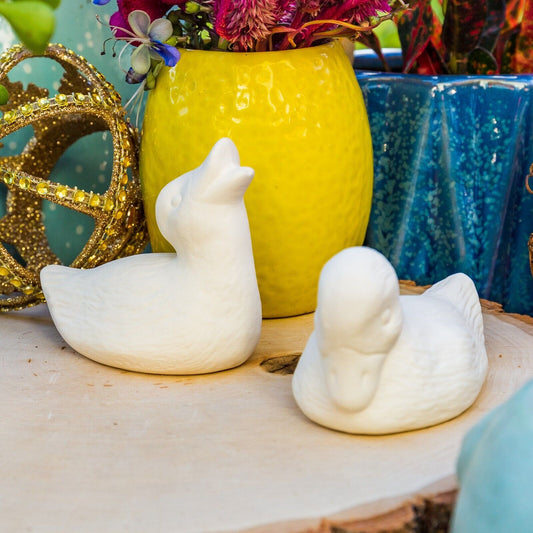 Set Of Ducks Ducklings 3" Ceramic Bisque Ready To Paint Pottery