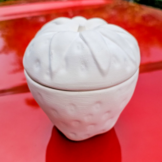 Strawberry Jewelry Box 3.7" Ceramic Bisque Ready To Paint Pottery