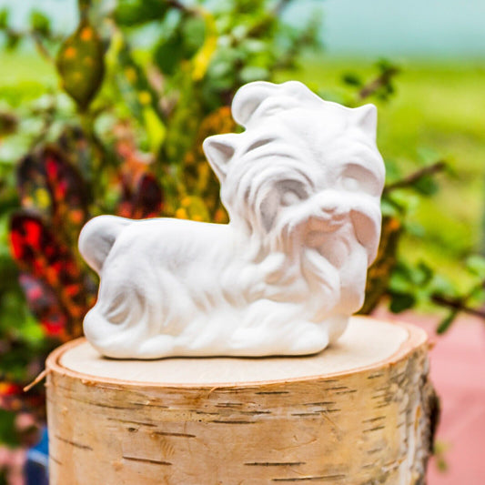 Cute Yorke Dog 3.6" Ceramic Bisque Ready To Paint Pottery