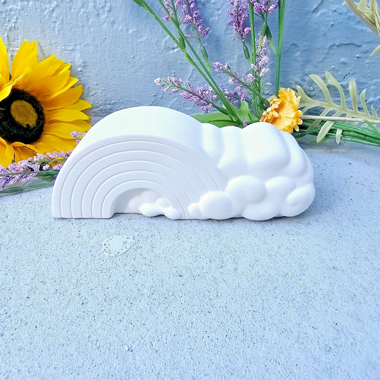 Rainbow in Clouds 7" Ceramic Bisque Ready To Paint Pottery