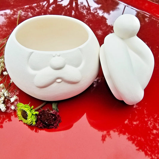 Santa Head Box Candy Jar 5.5" Ceramic Bisque Ready To Paint Pottery