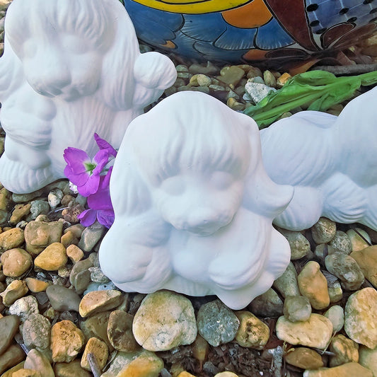 Three Cocker Spaniels Dogs 3.8" Ceramic Bisque Ready To Paint Pottery