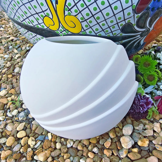 Art Deco Vase Planter 7.5" Ceramic Bisque Ready To Paint Pottery