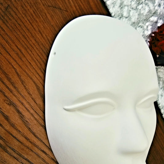 Smooth Mask Large 8.5" Ceramic Bisque Ready To Paint Pottery
