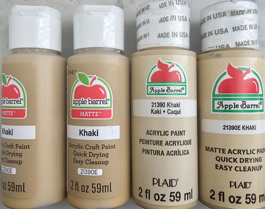 Khaki Brown (4x) 2oz Bottles - (8oz) Apple Barrel Matte Acrylic Paint