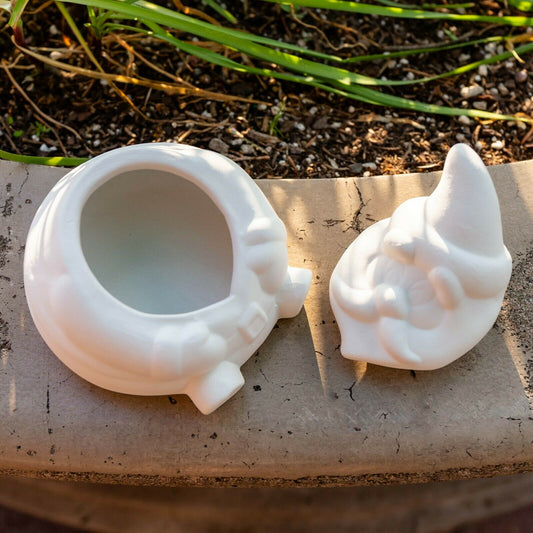Bubbly Christmas Santa Box 4.3" Ceramic Bisque Ready To Paint Pottery