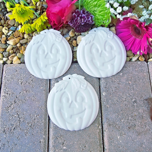 Pumpkin Christmas Tree Ornaments Halloween Ceramic Bisque Ready To Paint Pottery