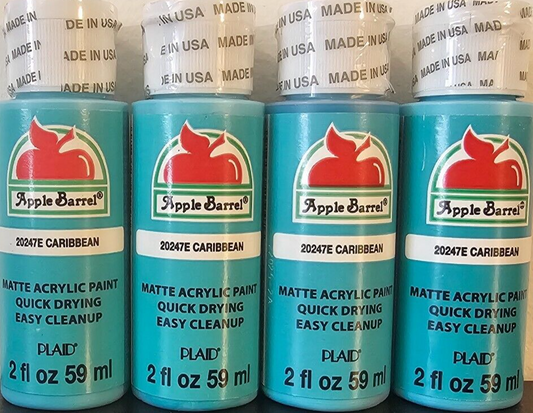 Caribbean Blue (4x) 2oz Bottles - (8oz) Apple Barrel Matte Acrylic Paint