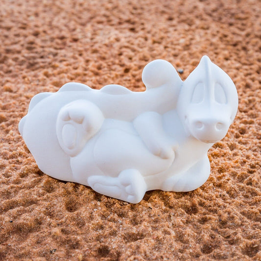 Cute Smooth Lying Down Dragon 5" Ceramic Bisque Ready To Paint Pottery