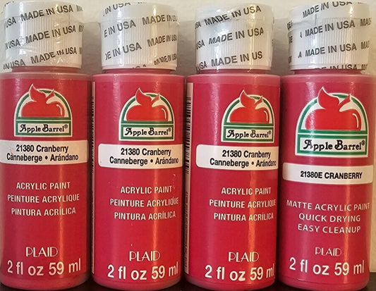 Cranberry Red (4x) 2oz Bottles - (8oz) Apple Barrel Matte Acrylic Paint