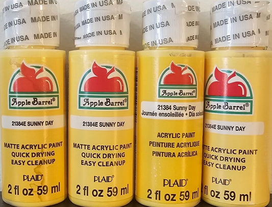 Sunny Day Yellow (4x) 2oz Bottles - (8oz) Apple Barrel Matte Acrylic Paint