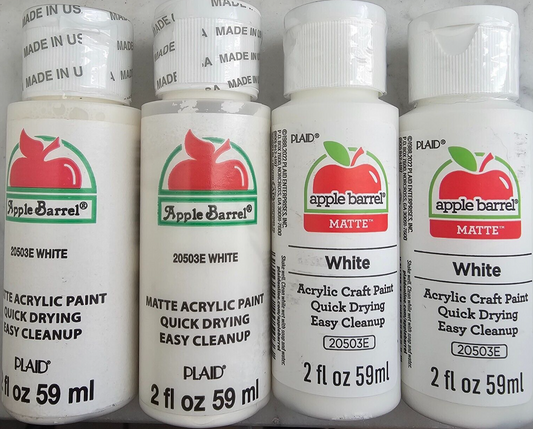 White (4x) 2oz Bottles - (8oz) Apple Barrel Matte Acrylic Paint