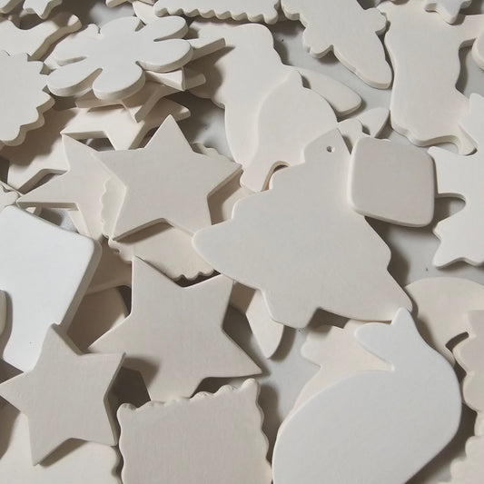 Lot of 20 random tiles 1-3" Ceramic Bisque Ready To Paint Pottery