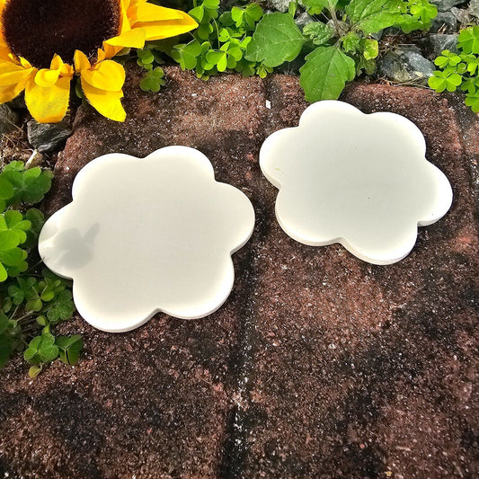 2x Flower Tiles 3.5" IN STOCK Ceramic Bisque Ready To Paint Pottery