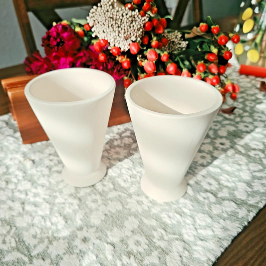 Two Medium Deco Planters Vases 5" Ceramic Bisque Ready To Paint Pottery