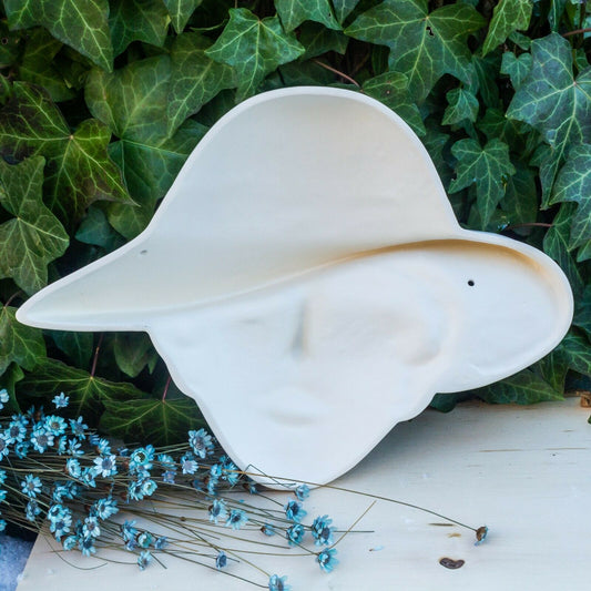 Lady With Big Hat Mask 11" Ceramic Bisque Ready To Paint Pottery