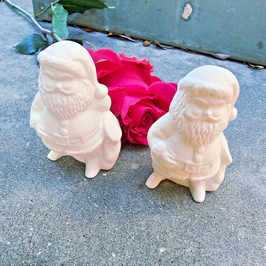 Christmas Tiny Santa Pair 3" Ceramic Bisque Ready To Paint Pottery