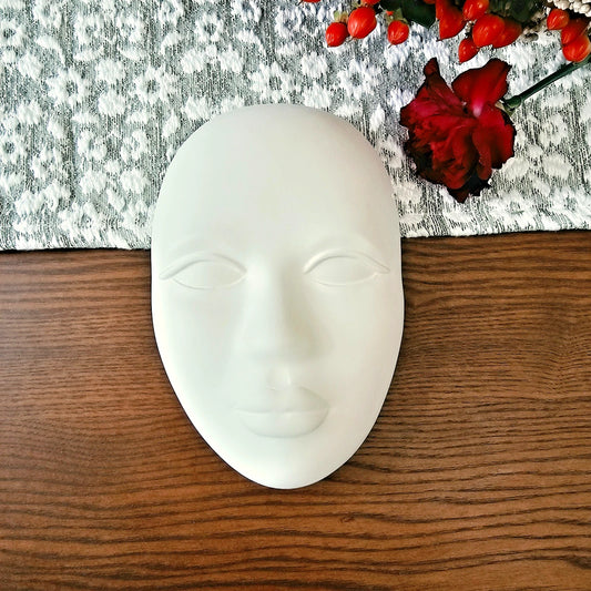 Smooth Mask Large 8.5" Ceramic Bisque Ready To Paint Pottery