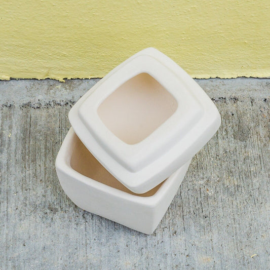 Square Jewelry Trinkets Box 3.2" Ceramic Bisque Ready To Paint Pottery