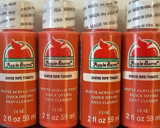 Ripe Tomato Red (4x) 2oz Bottles - (8oz) Apple Barrel Matte Acrylic Paint