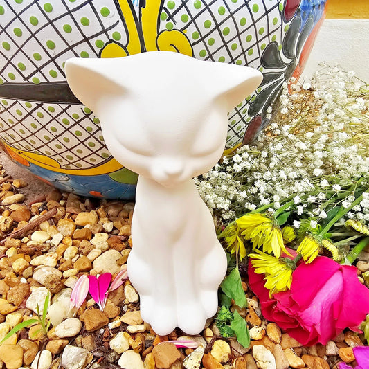 Kitty Cat Smooth Elegant 7" Ceramic Bisque Ready To Paint Pottery