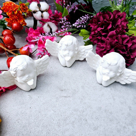 Three Angels Blowing Kisses 4" Ceramic Bisque Ready To Paint Pottery