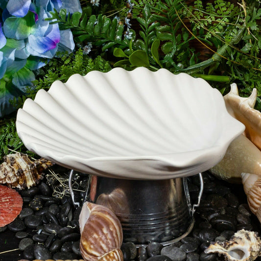 Clam Sea Shell Dish 6.5" Ceramic Bisque Ready To Paint Pottery