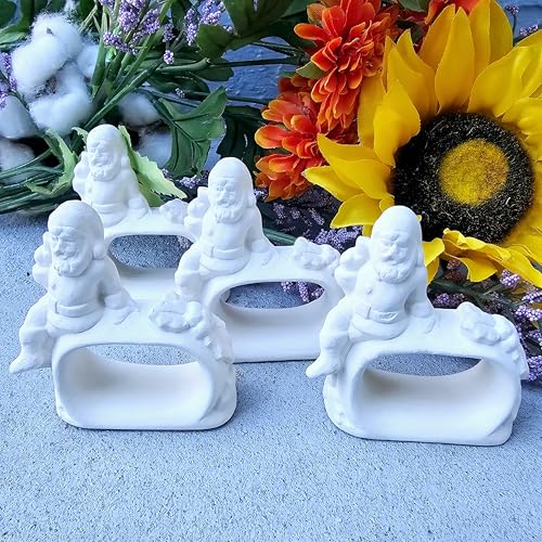 Set of 4 Santa Napkin Rings 2.5" Ceramic Bisque Ready to Paint Pottery