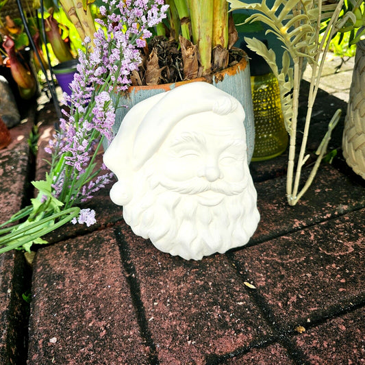 Christmas Santa Mask Medium 7" Ceramic Bisque Ready To Paint Pottery