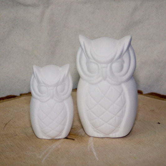 Pair Of Owls 2x3 Ceramic Bisque Ready To Paint Pottery