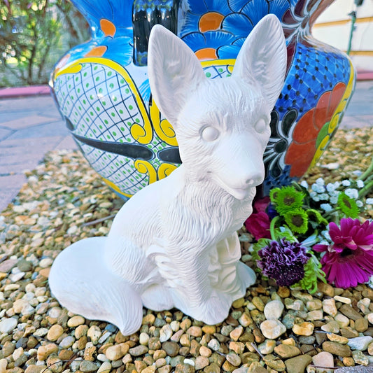 Large Big Eared Fox 11" Ceramic Bisque Ready To Paint Pottery