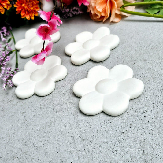 Four Daisy Flowers 3.25" Ceramic Bisque Ready To Paint Pottery